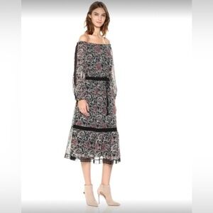 Lucky Brand Black Floral Boho Tiered Peasant Dress sz. Small